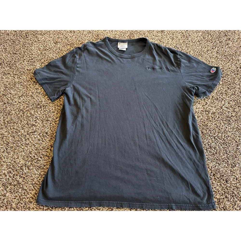Champion T-Shirt Mens Size L Black Short Sleeve Embroidered Athletic Casual